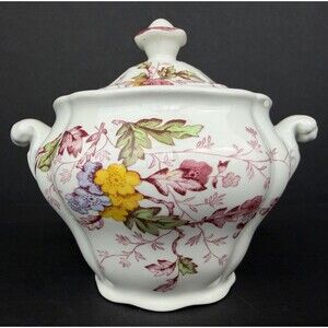 Vintage Ridgway "English Garden"  Sugar Bowl & Lid, Grannycore Cottagecore